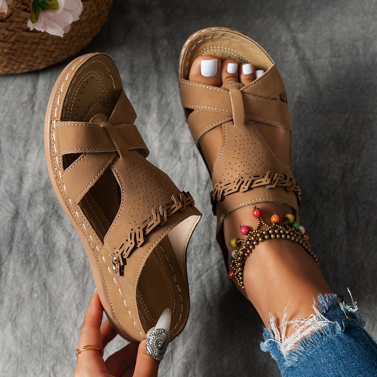 Elanea™ – Sandales Femmes Confortables à Plateforme Aérée pour Marcher l’Été