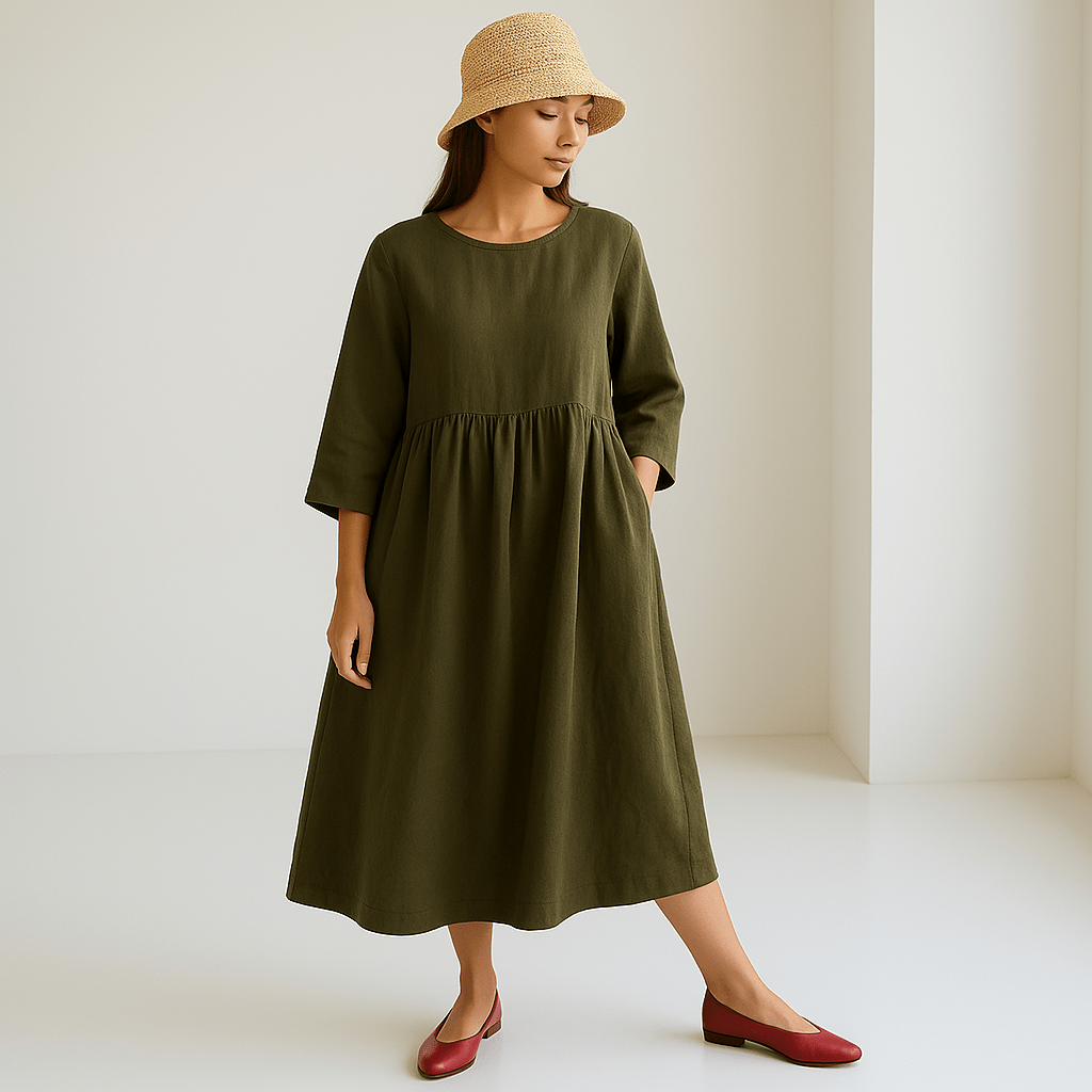 EleganceNaturelle™ – Robe Longue Femme Confortable et Élégante en Lin Sadoper