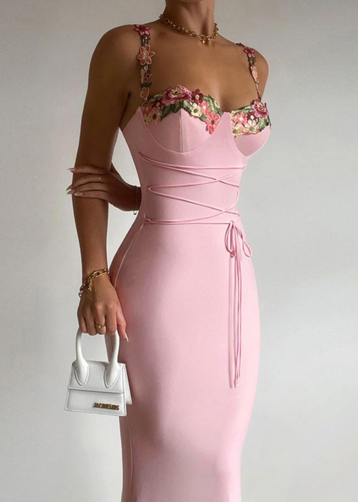 Robe décontractée en coton rose à fleurs sans manches - EasyApparels