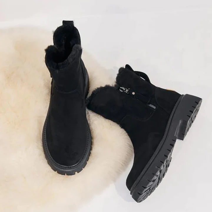 Bottes Femme Cuir Doublure Chaude et Confortable