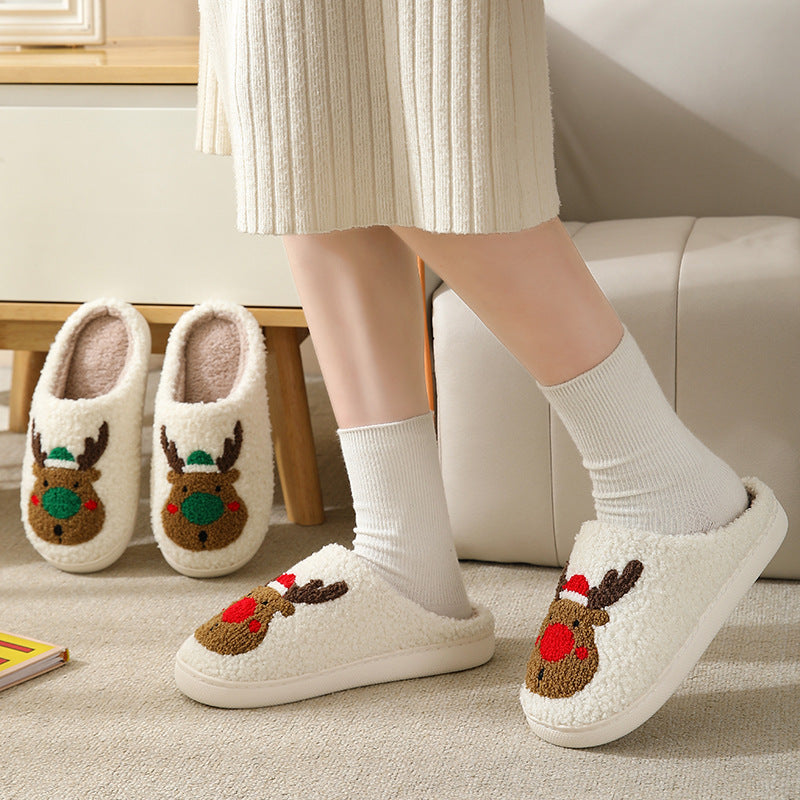 Elkana™ – Pantoufles de Noël en Peluche Femme Hiver Chaudes et Antidérapantes