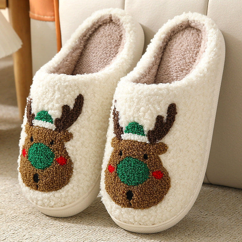 Elkana™ – Pantoufles de Noël en Peluche Femme Hiver Chaudes et Antidérapantes