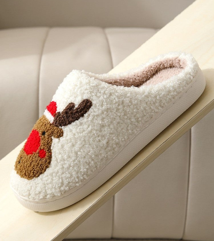 Elkana™ – Pantoufles de Noël en Peluche Femme Hiver Chaudes et Antidérapantes