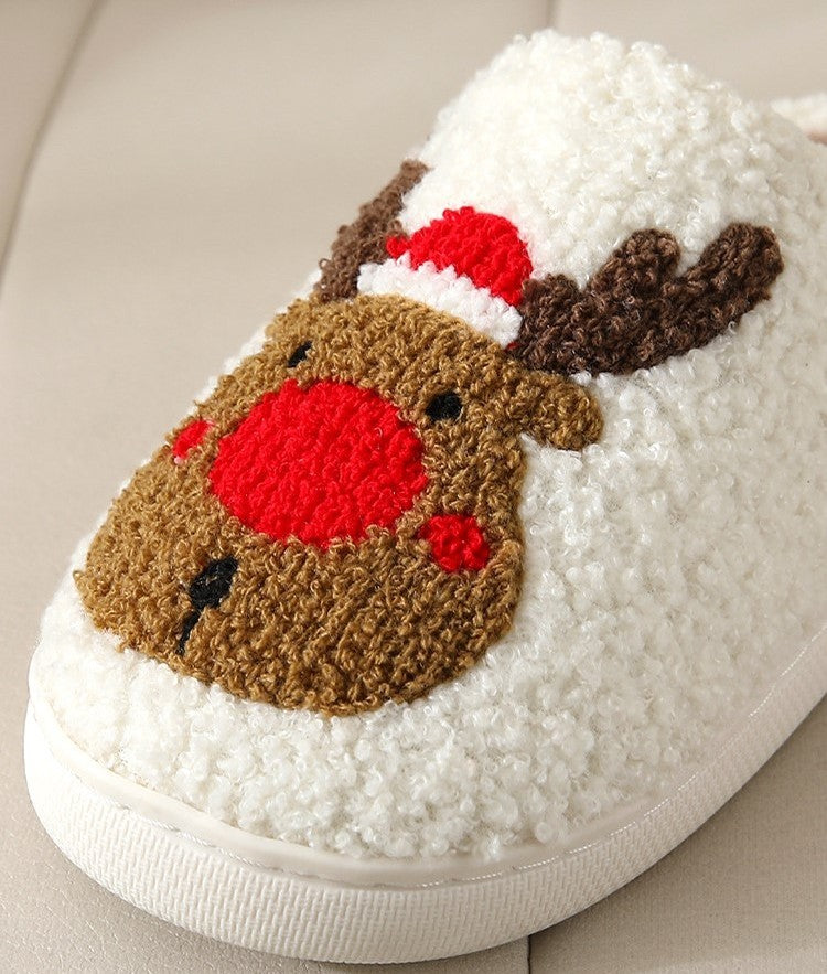 Elkana™ – Pantoufles de Noël en Peluche Femme Hiver Chaudes et Antidérapantes