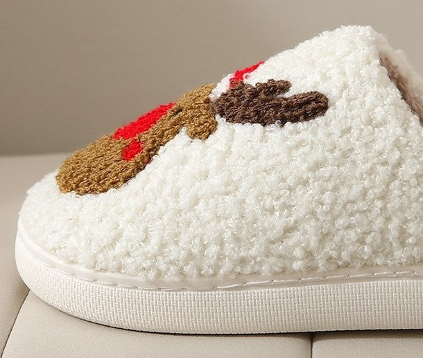 Elkana™ – Pantoufles de Noël en Peluche Femme Hiver Chaudes et Antidérapantes