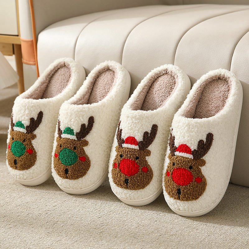 Elkana™ – Pantoufles de Noël en Peluche Femme Hiver Chaudes et Antidérapantes