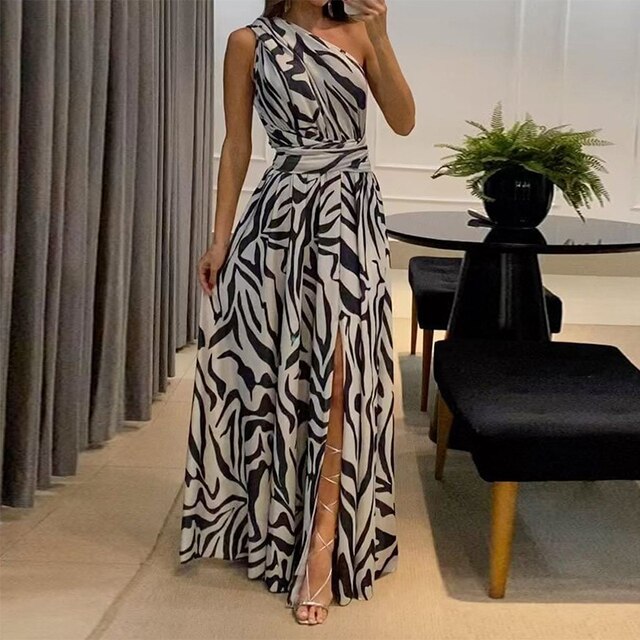 Variant image for Galadrielle™ – Robe Longue Femme Imprimé Zébré Élégante et Confortable-1