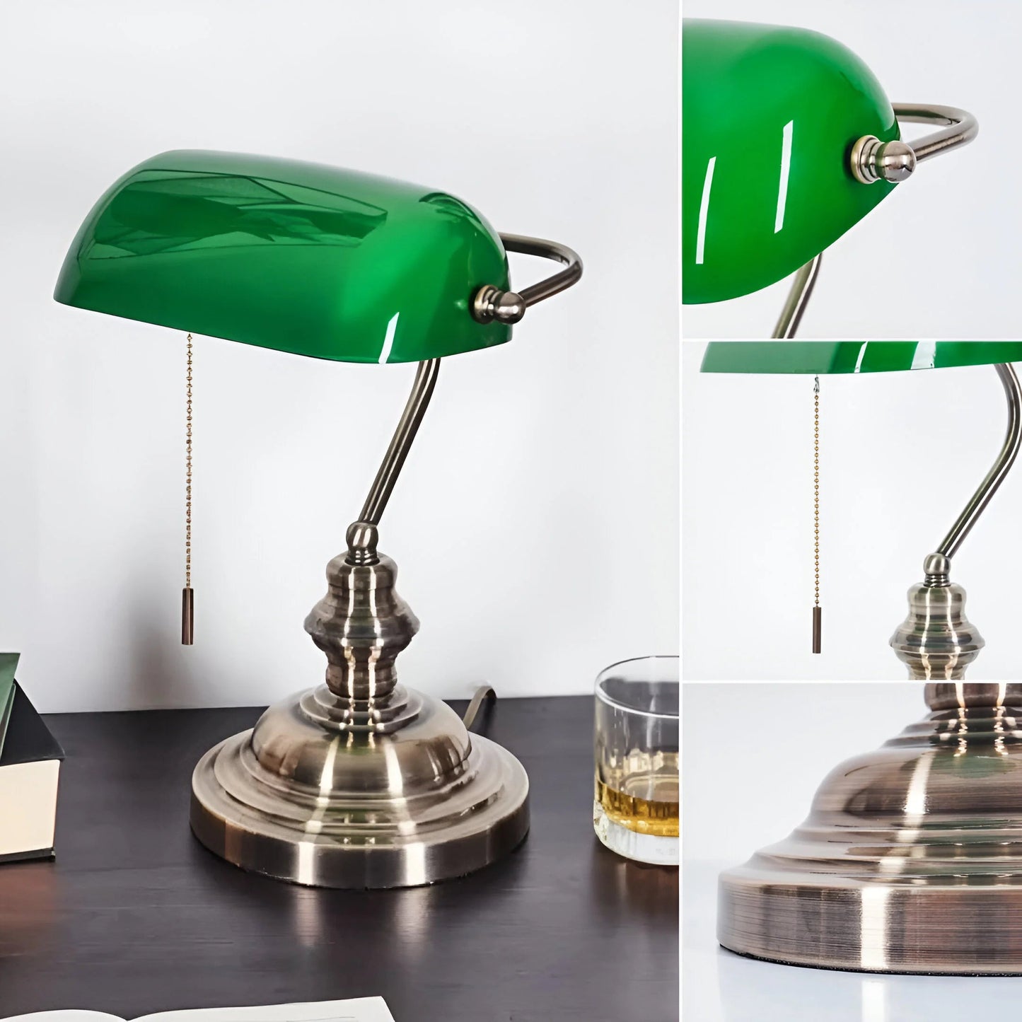 EmeraldGlow™ – Lampe de Table Vintage Éclairage Doux en Verre et Laiton