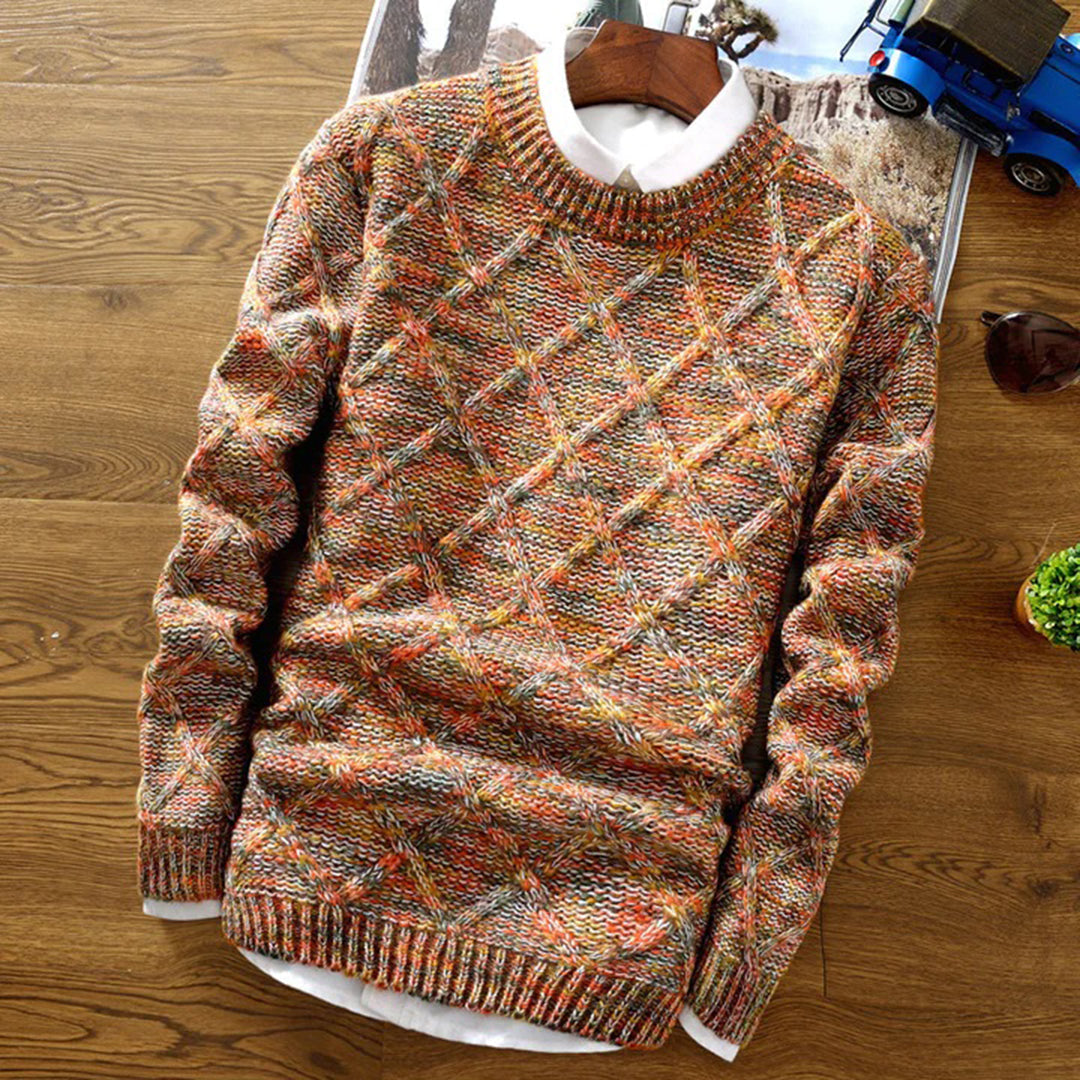 Pull Homme Maille Épaisse Coupe Classique Confortable