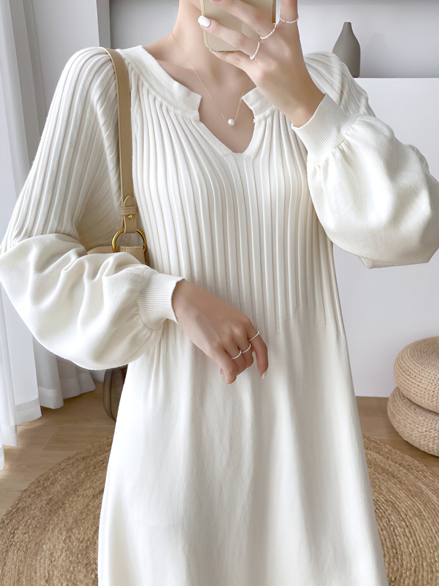 Robe Longue Femme Élégante à Manches Longues