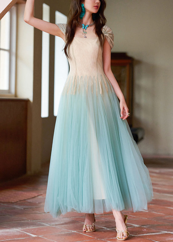 Robe de soirée légère en dentelle et tulle rose pâle été - EasyApparels