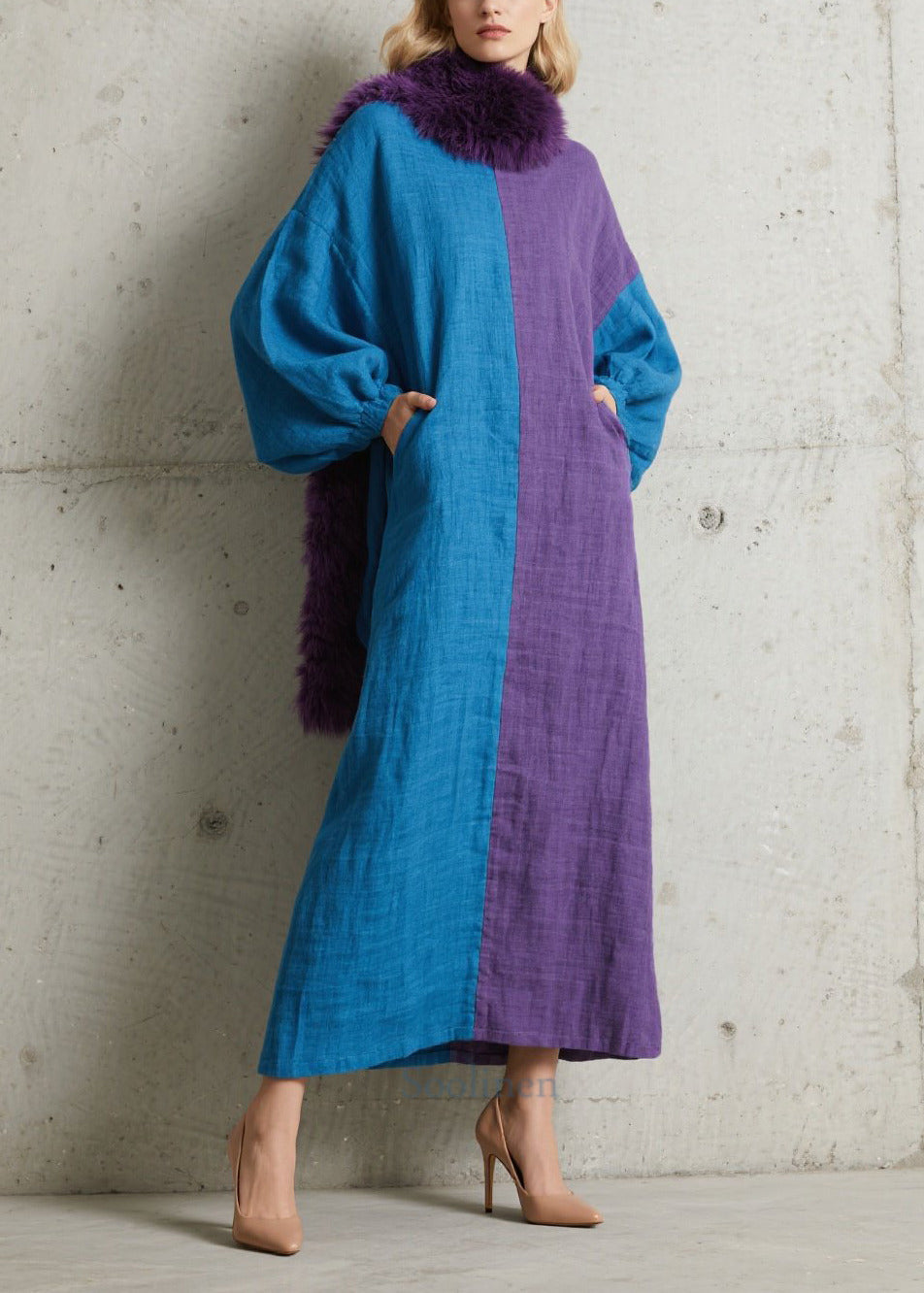 Robe détendue en coton à manches larges et motifs colorés - EasyApparels