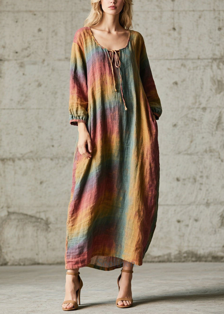 Robe décontractée en coton couleur arc-en-ciel pour femme - EasyApparels