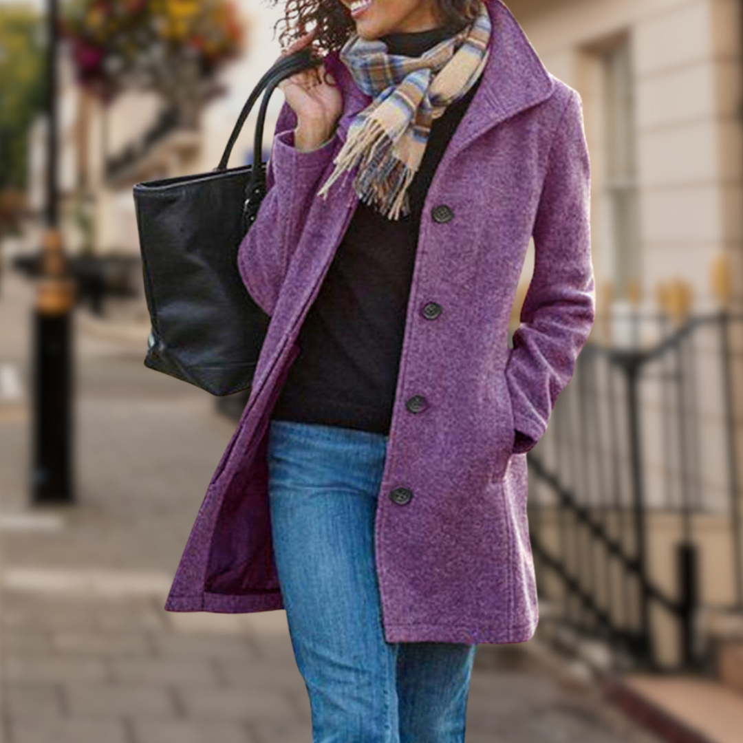 Manteau Femme Col Montant Boutons Classique et Élégant