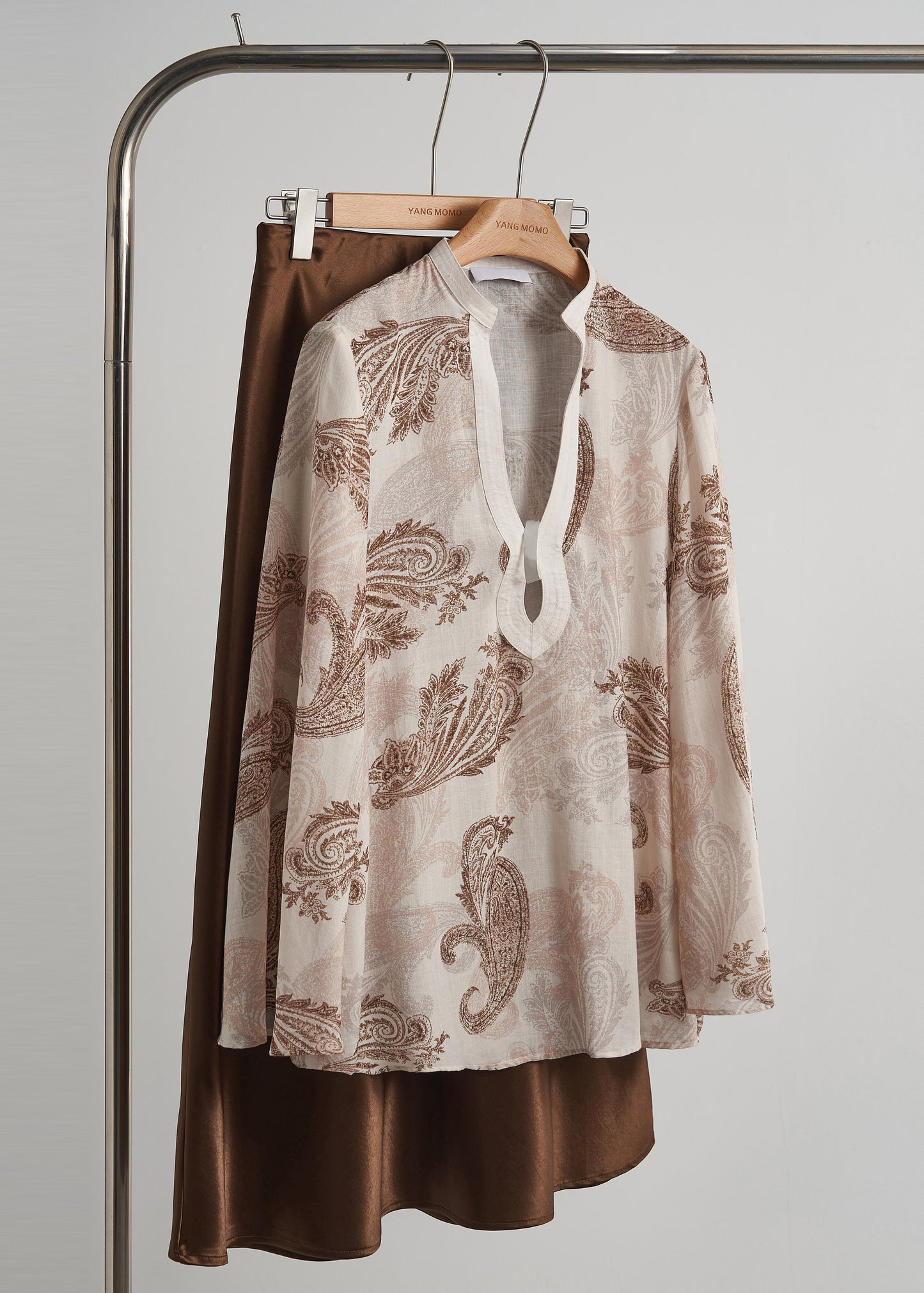 Chemises en coton imprimées orange larges ajustées, hiver - EasyApparels