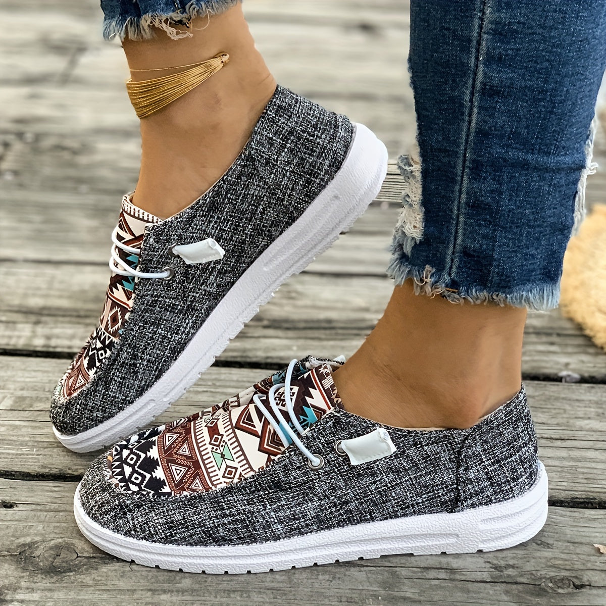 Flexolia™ – Baskets Femme Tendance Confortables à Motif Géométrique