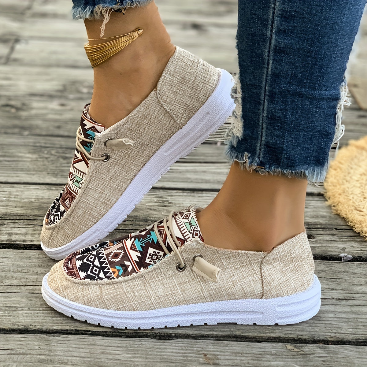 Flexolia™ – Baskets Femme Tendance Confortables à Motif Géométrique