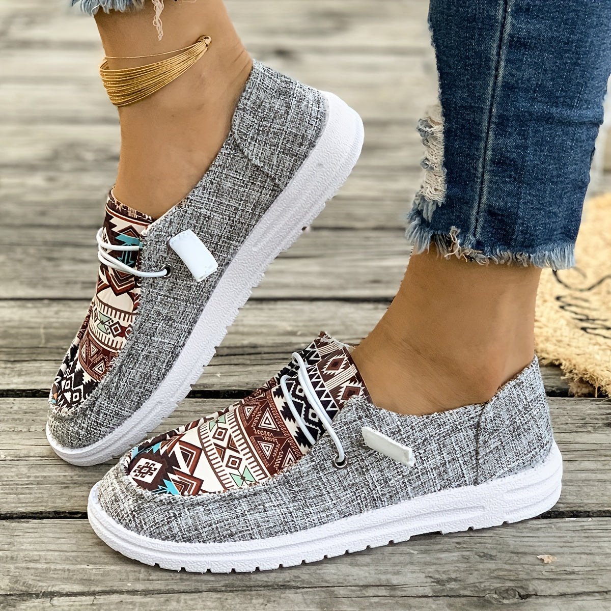 Flexolia™ – Baskets Femme Tendance Confortables à Motif Géométrique