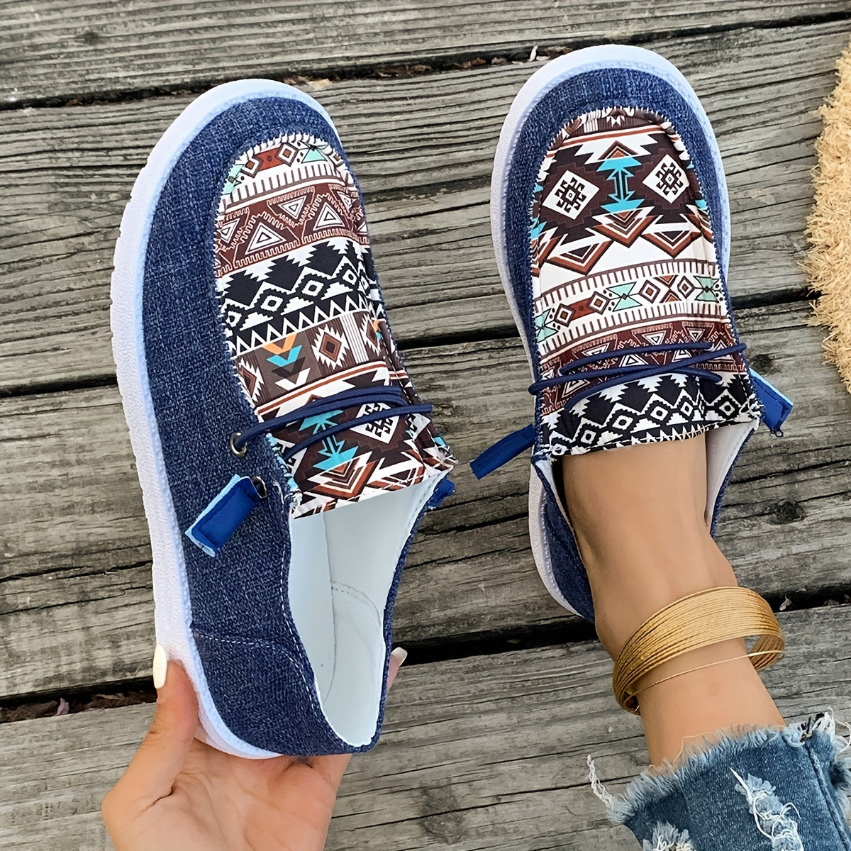 Flexolia™ – Baskets Femme Tendance Confortables à Motif Géométrique