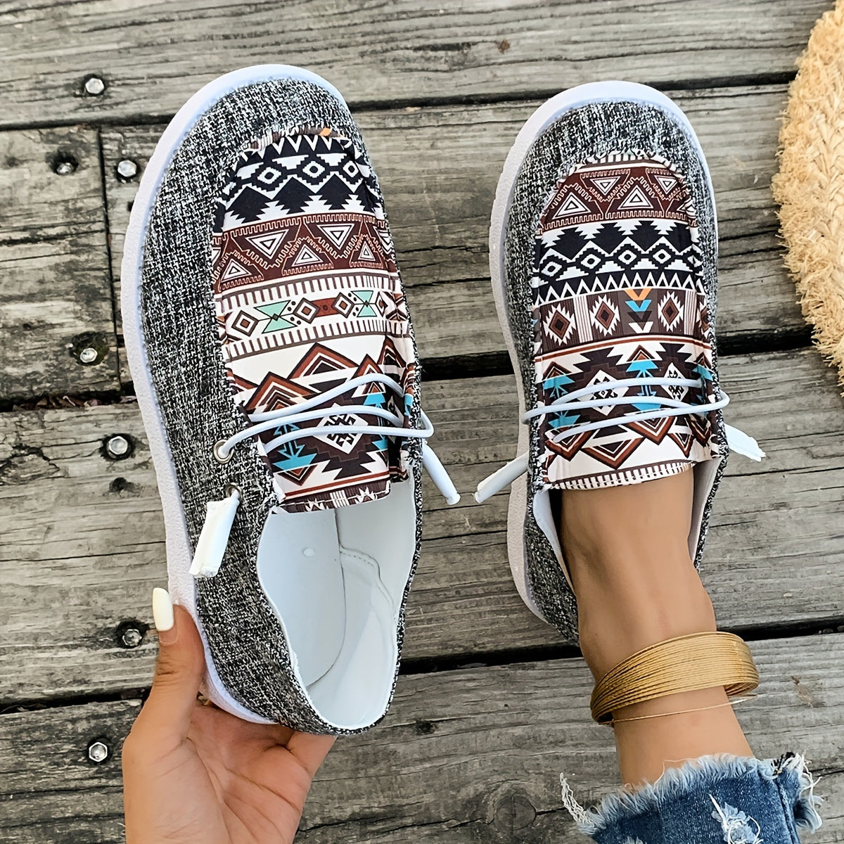 Flexolia™ – Baskets Femme Tendance Confortables à Motif Géométrique