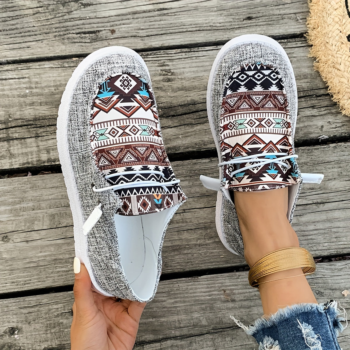 Flexolia™ – Baskets Femme Tendance Confortables à Motif Géométrique