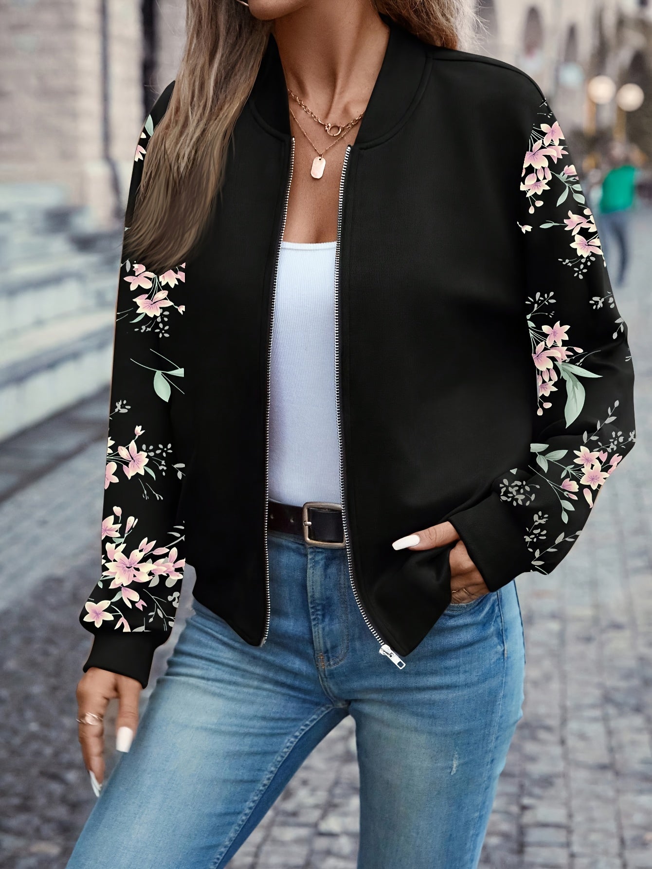 FloraZipp™ – Veste Zippée Femme Imprimée & Tendance