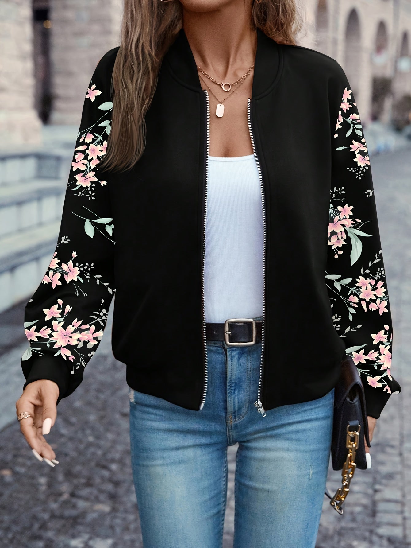 FloraZipp™ – Veste Zippée Femme Imprimée & Tendance