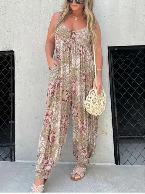 FloralChic™ – Combinaison Femme Chic à Motif Floral Légère et Confortable