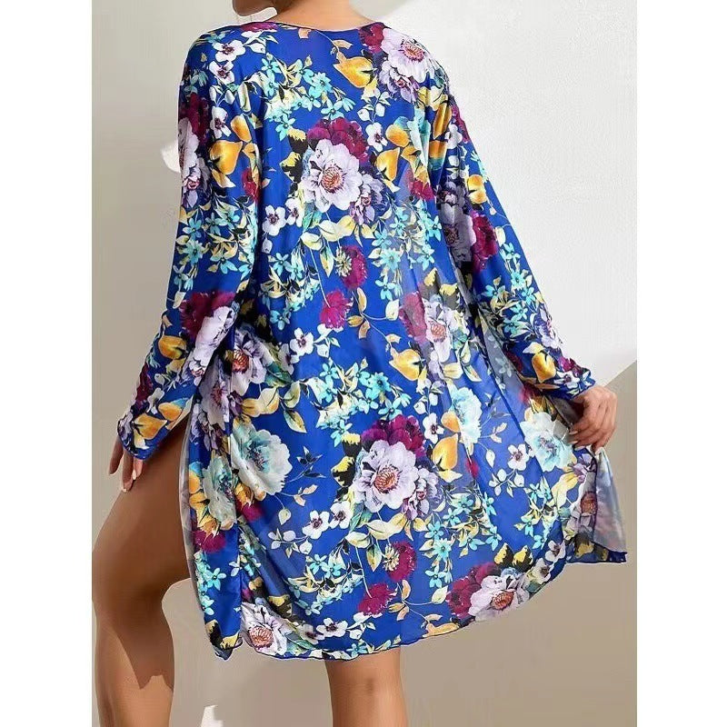 FloralChic™ – Maillot de Bain Femme 2 Pièces Élégant avec Couverture Transparente