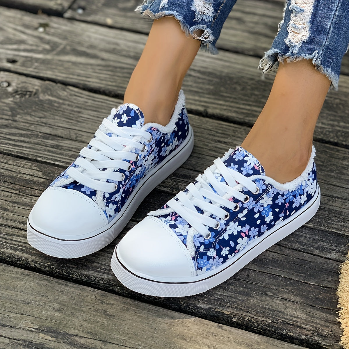 Floraliska™ – Baskets Femme en Toile Imprimée Fleurie Confortables & Tendance