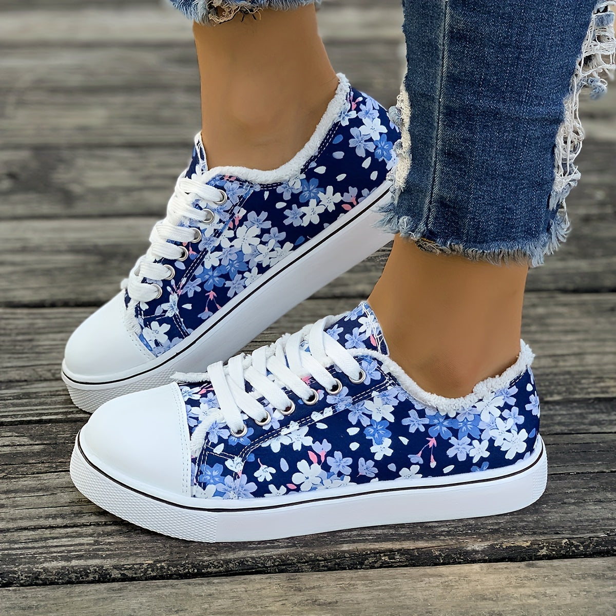 Floraliska™ – Baskets Femme en Toile Imprimée Fleurie Confortables & Tendance