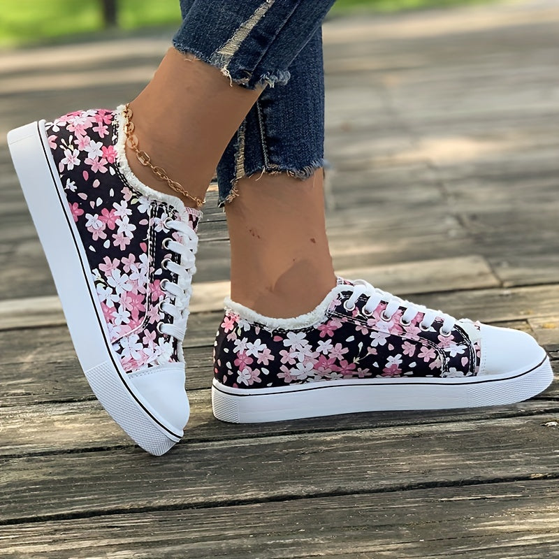 Floraliska™ – Baskets Femme en Toile Imprimée Fleurie Confortables & Tendance