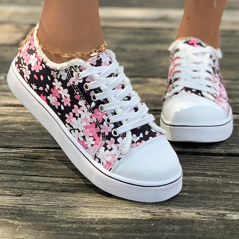 Floraliska™ – Baskets Femme en Toile Imprimée Fleurie Confortables & Tendance