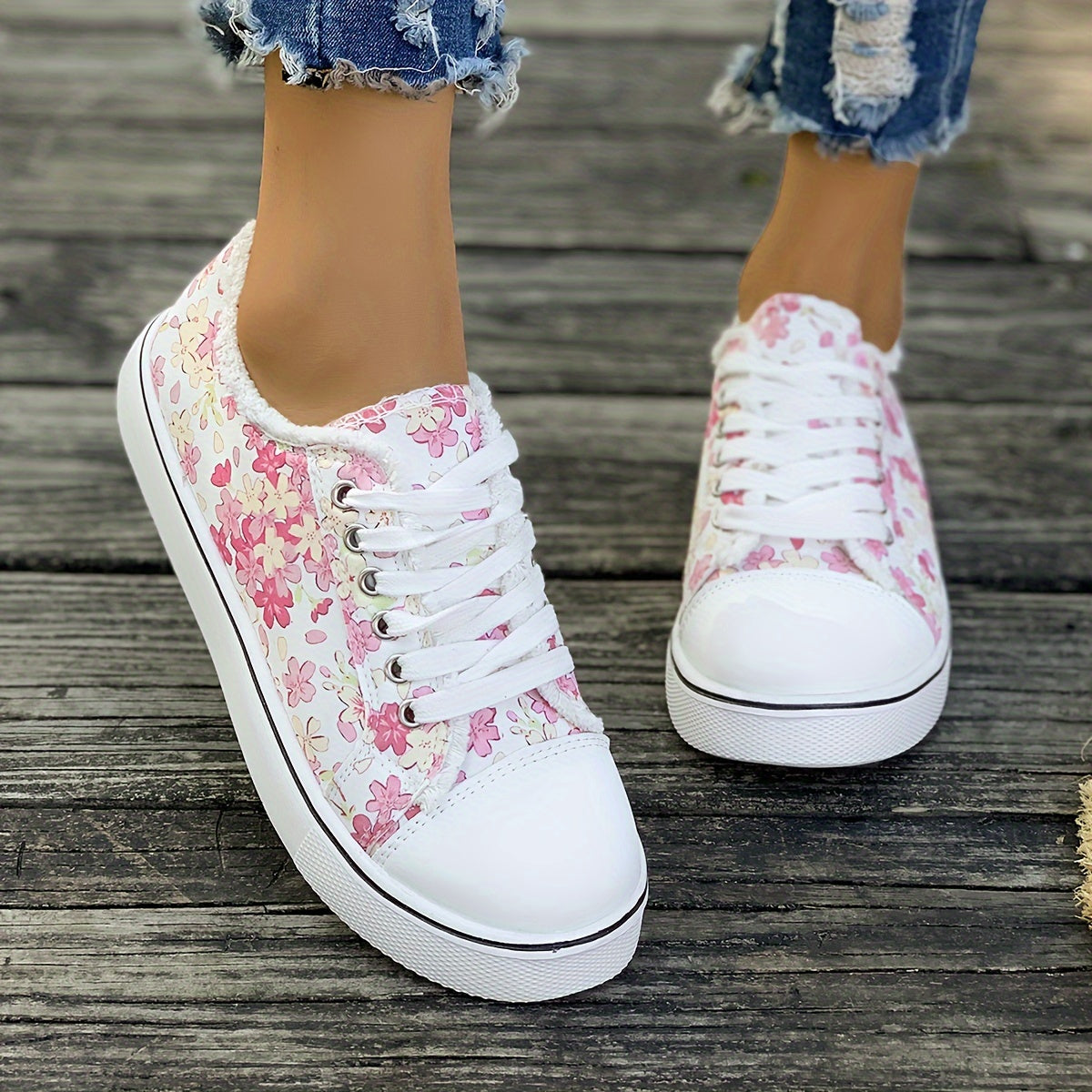 Floraliska™ – Baskets Femme en Toile Imprimée Fleurie Confortables & Tendance