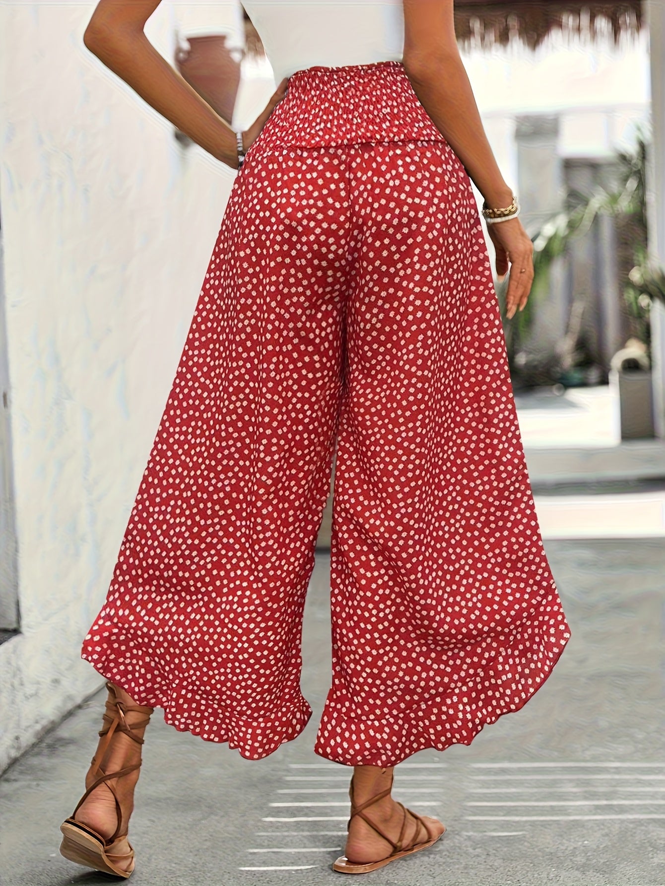 Floravia™ – Pantalon Femme Fluide Taille Haute à Imprimé Floral Élégant