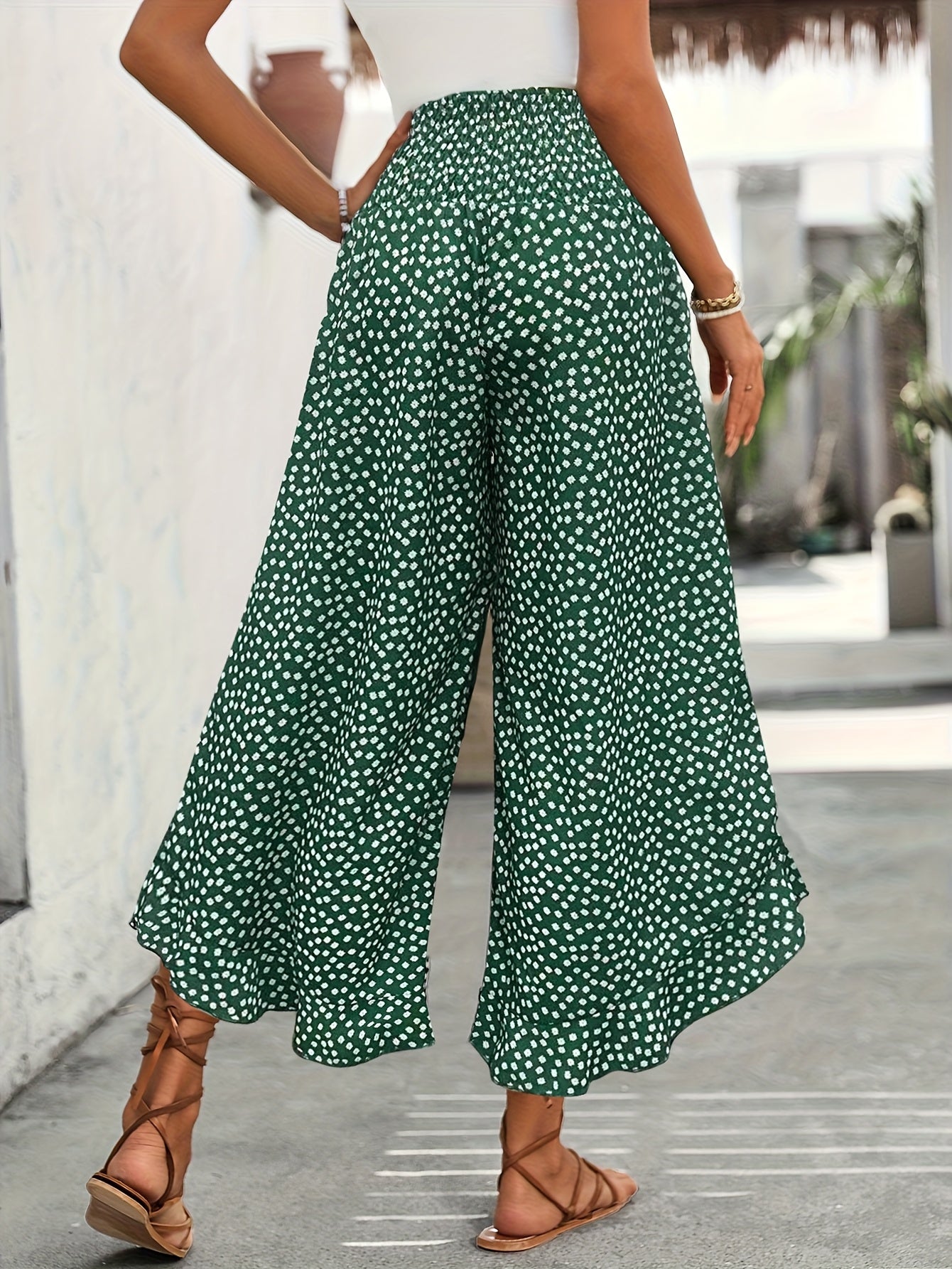 Floravia™ – Pantalon Femme Fluide Taille Haute à Imprimé Floral Élégant