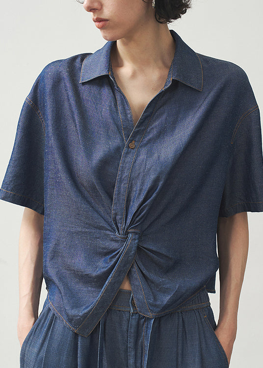 Dressy Blue Denim Shirt for Women - EasyApparels