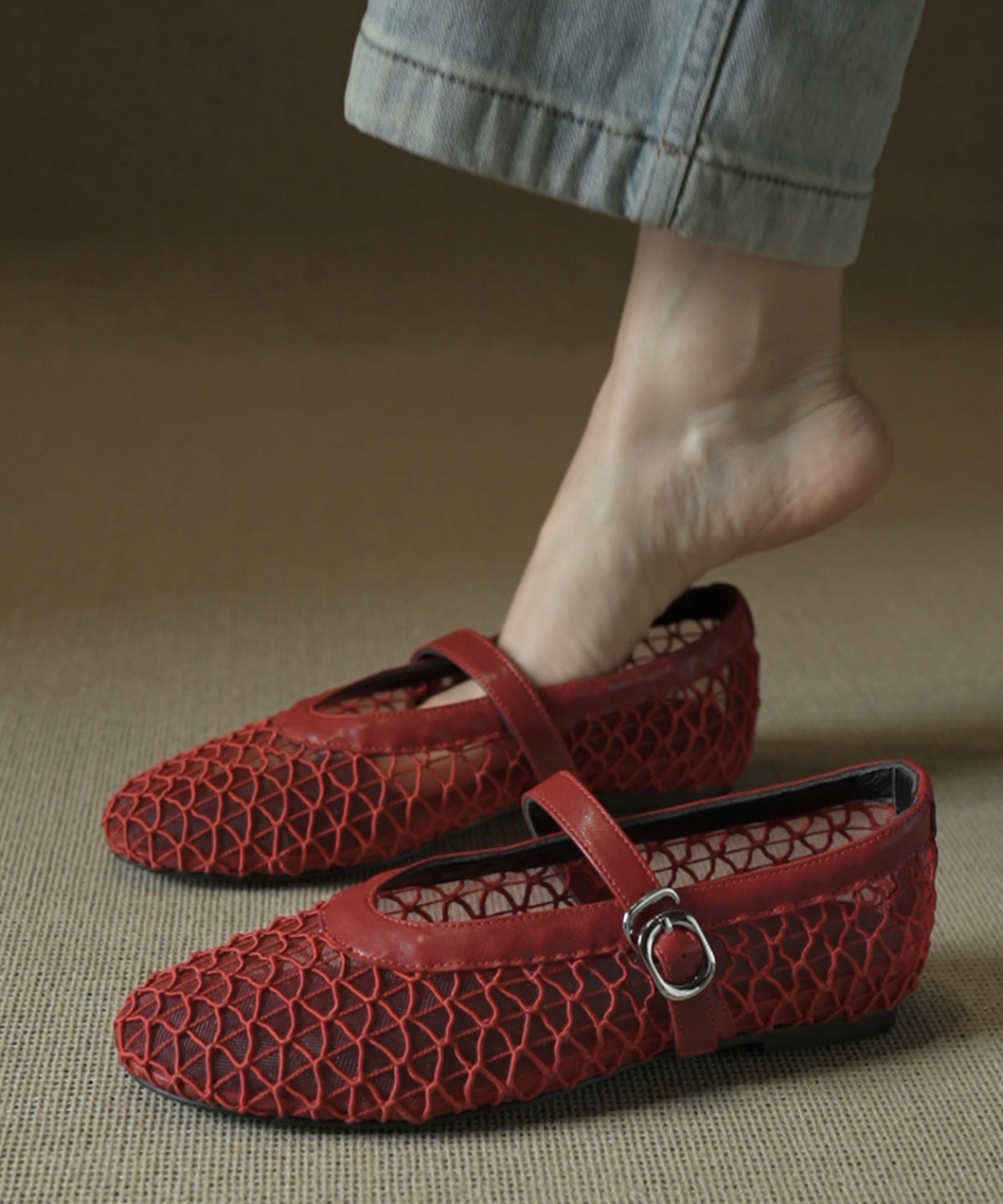 Chaussures de randonnée douces en cuir rouge français - EasyApparels