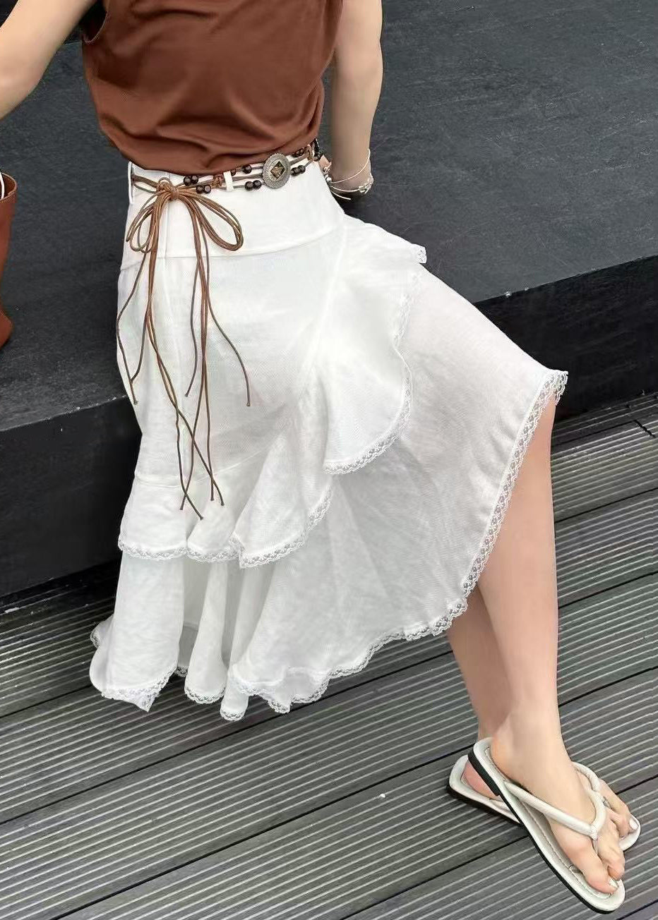 Robe midi légère en coton blanc dentelle pour femme été - EasyApparels