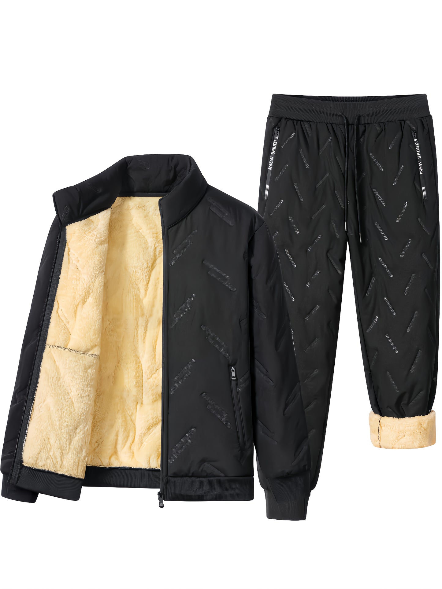 FrostFit™ Ensemble de Sportswear Homme | Veste & Pantalon Doublés Polaire