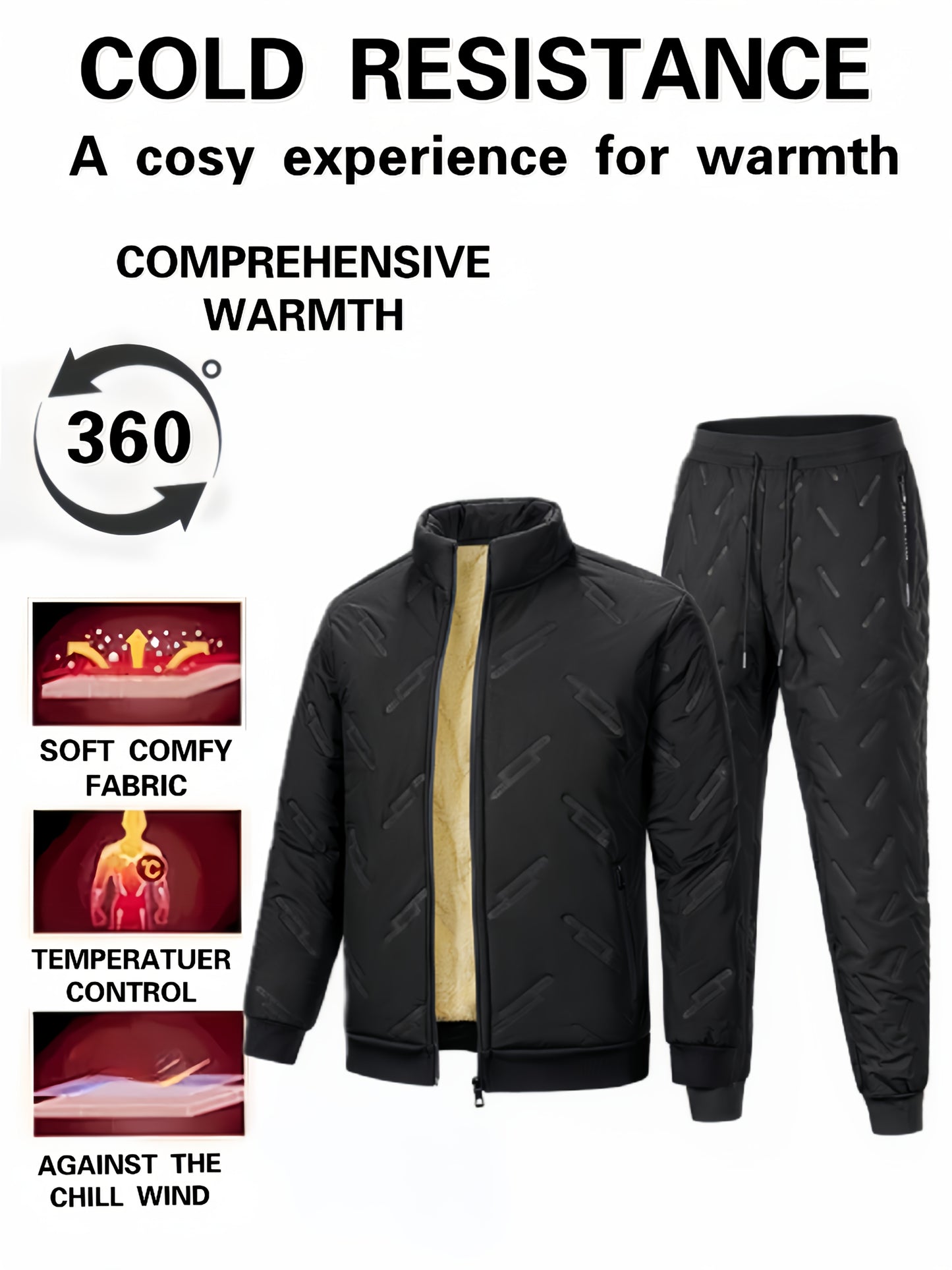 FrostFit™ Ensemble de Sportswear Homme | Veste & Pantalon Doublés Polaire
