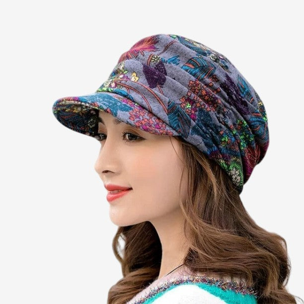 Casquette Hiver Florale avec Oreilles Réglables
