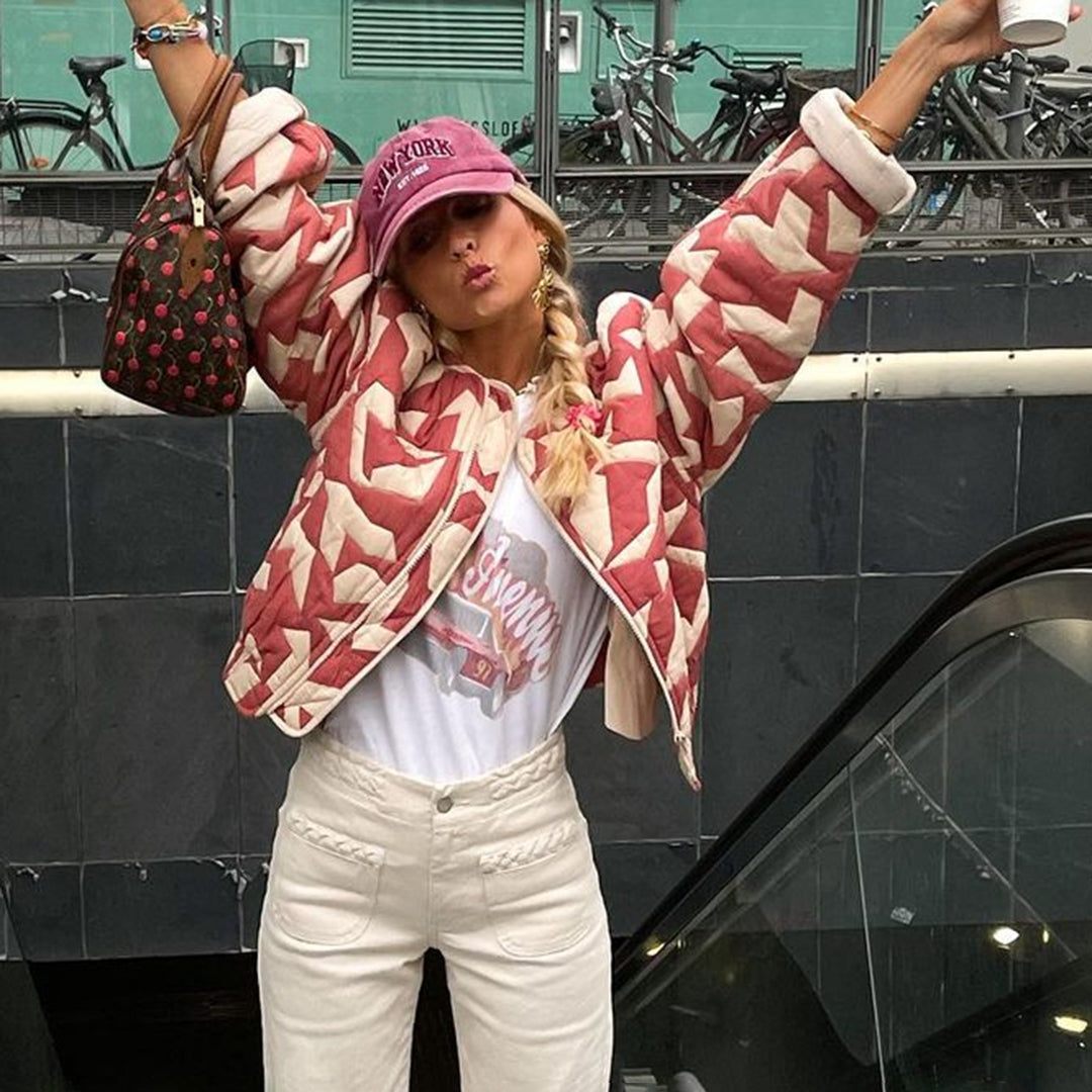Veste imprimé géométrique femme élégante et confortable - PanierRoyale