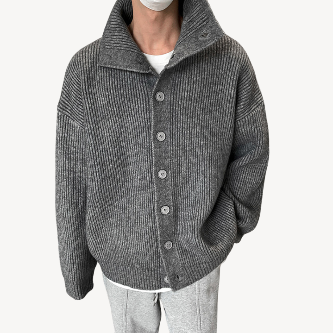 Gilet boutonné en maille côtelée pour homme 4