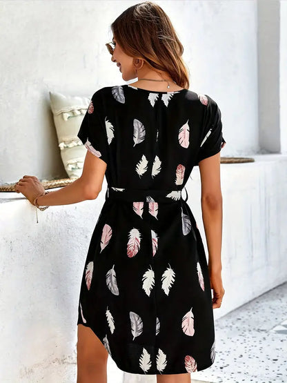 Glamyra™ – Robe femme élégante à col rond avec Détails Modernes
