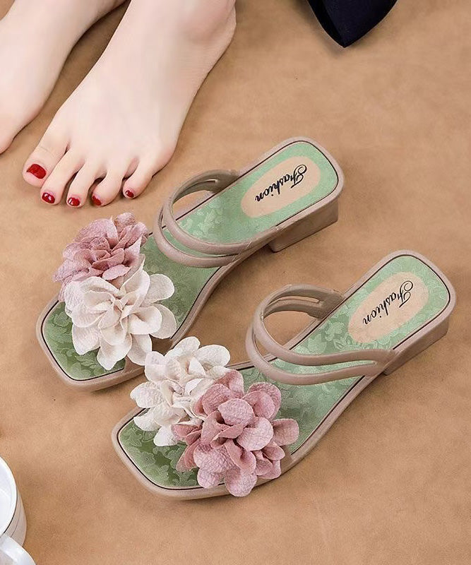 Gros sandales vertes à fleurs avec bout ouvert - EasyApparels