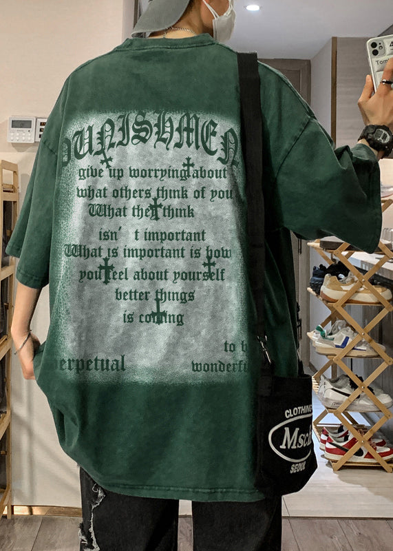 T-shirt vert hommes coton été col rond relax - EasyApparels