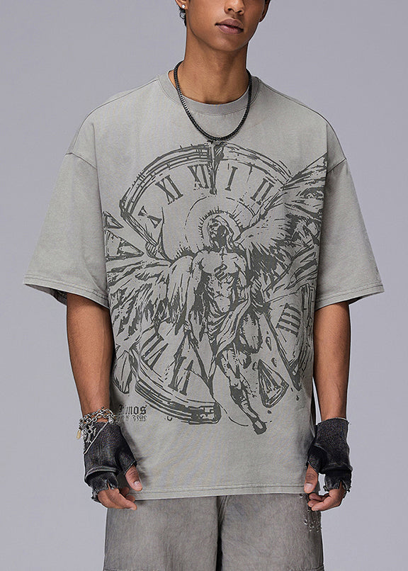 T-shirt gris homme coton à manches courtes et col rond - EasyApparels