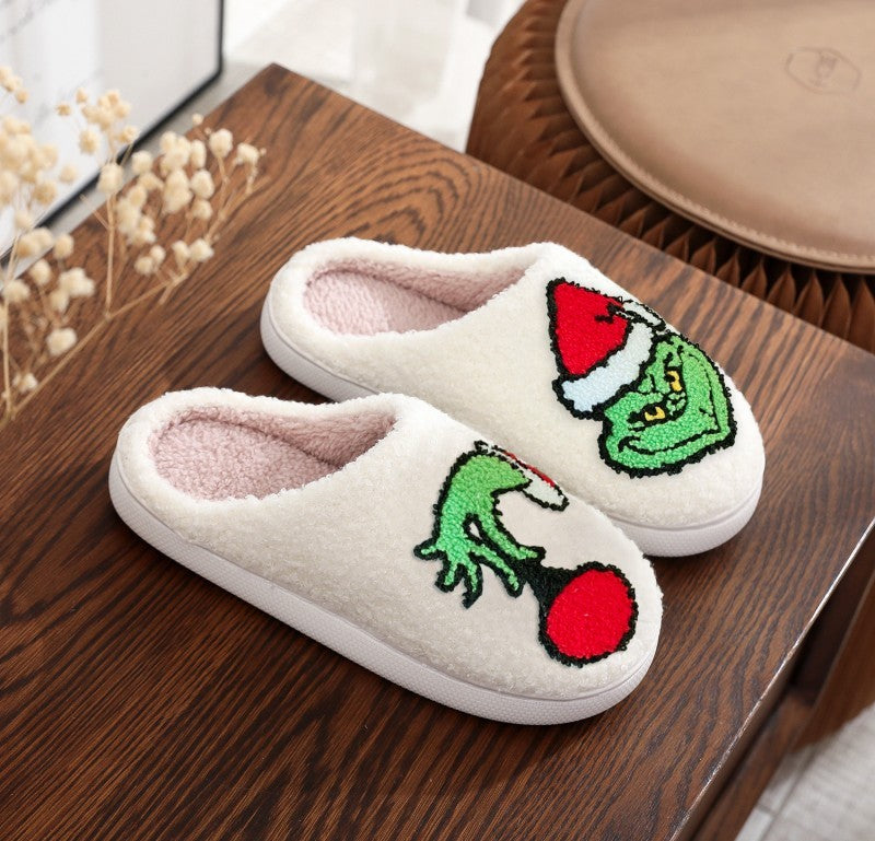 Grinch™ – Pantoufles de Noël avec motif Grinch en peluche amusante pour l'hiver