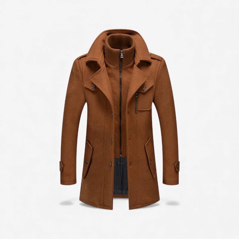 Manteau Hiver Élégant à Manches Longues avec Col Montant